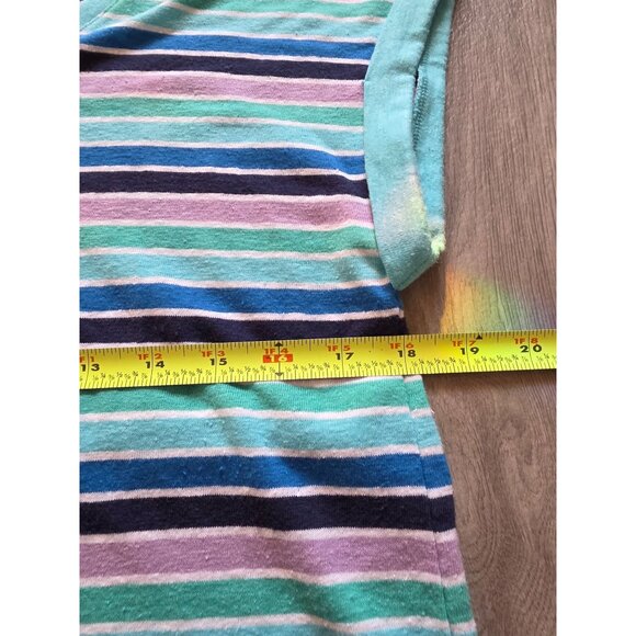 Talbots Petite V-Neck Striped Short Sleeve Top M Linen Blend Blue & Purple - Picture 7 of 7